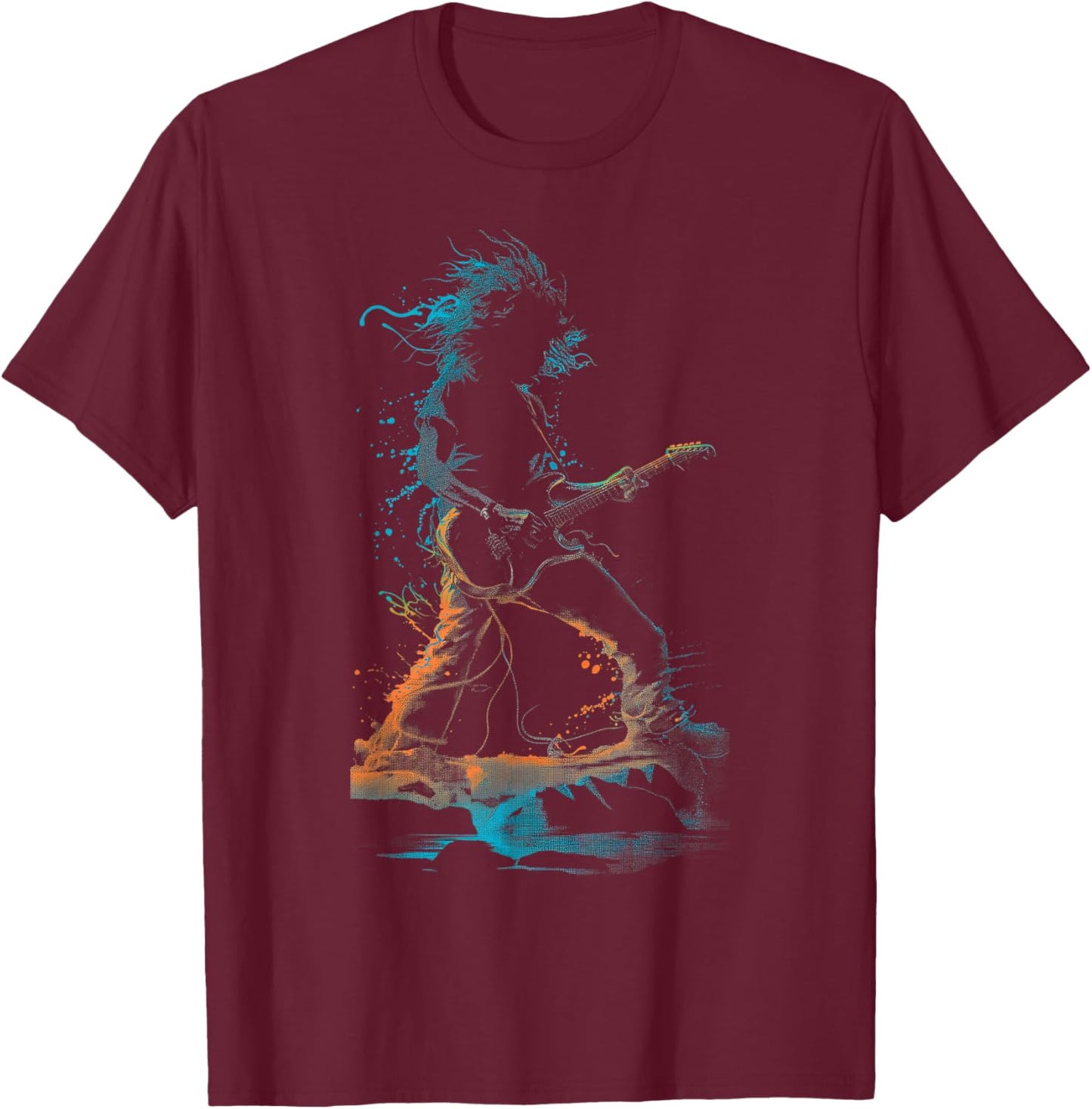 Powered Guitar Music Cool Women S-6XL T-Shirt - T-Shirt | Maroon