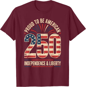 250 Years of Freedom | American 1776–2026 Patriotic T-Shirt - T-Shirt | Maroon