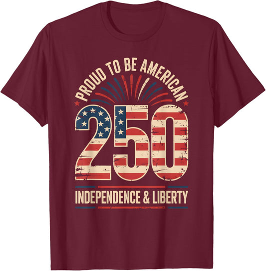 250 Years of Freedom | American 1776–2026 Patriotic T-Shirt - T-Shirt | Maroon