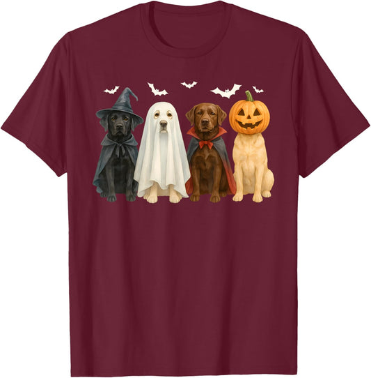 Labrador Ghost Dogs Halloween Costume Women Kids T-Shirt - T-Shirt | Maroon