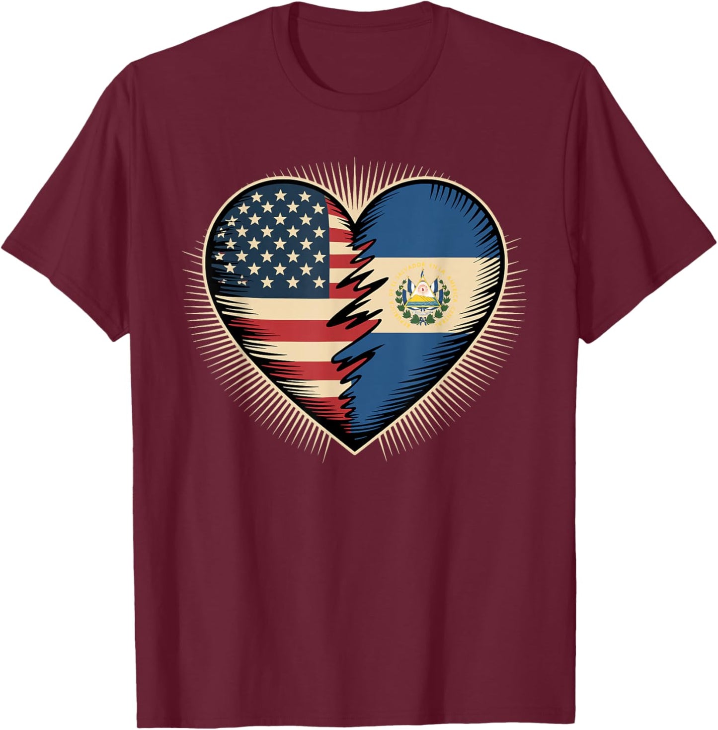 Half American Salvadoran Roots USA El Salvador T-Shirt - T-Shirt | Maroon
