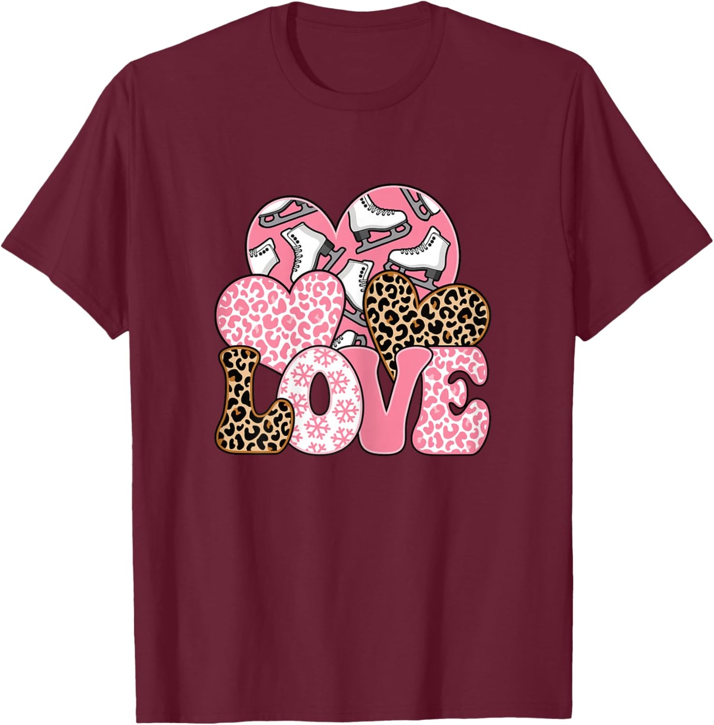 Love Ice Skating Cute Ice Skater Skate Women Girls T-Shirt - T-Shirt | Maroon