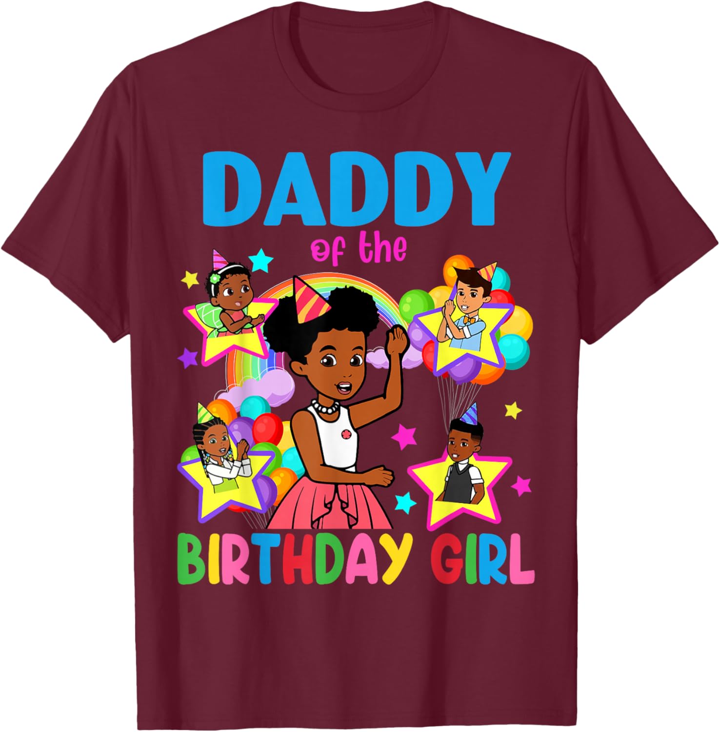 Daddy of Birthday Girl Gracie Birthday Dolls Girl Party T-Shirt - T-Shirt | Maroon