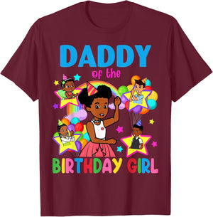 Daddy of Birthday Girl Gracie Birthday Dolls Girl Party T-Shirt - T-Shirt | Maroon