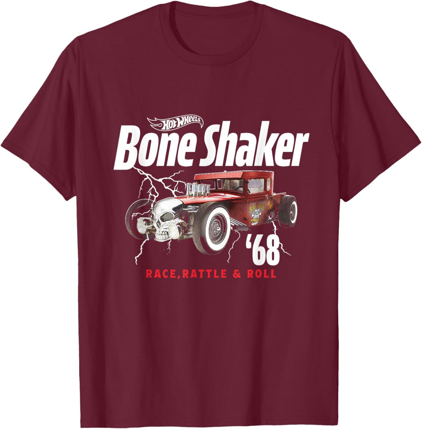 Hot Wheels Bone Shaker Race, Rattle & Roll T-Shirt - T-Shirt | Maroon