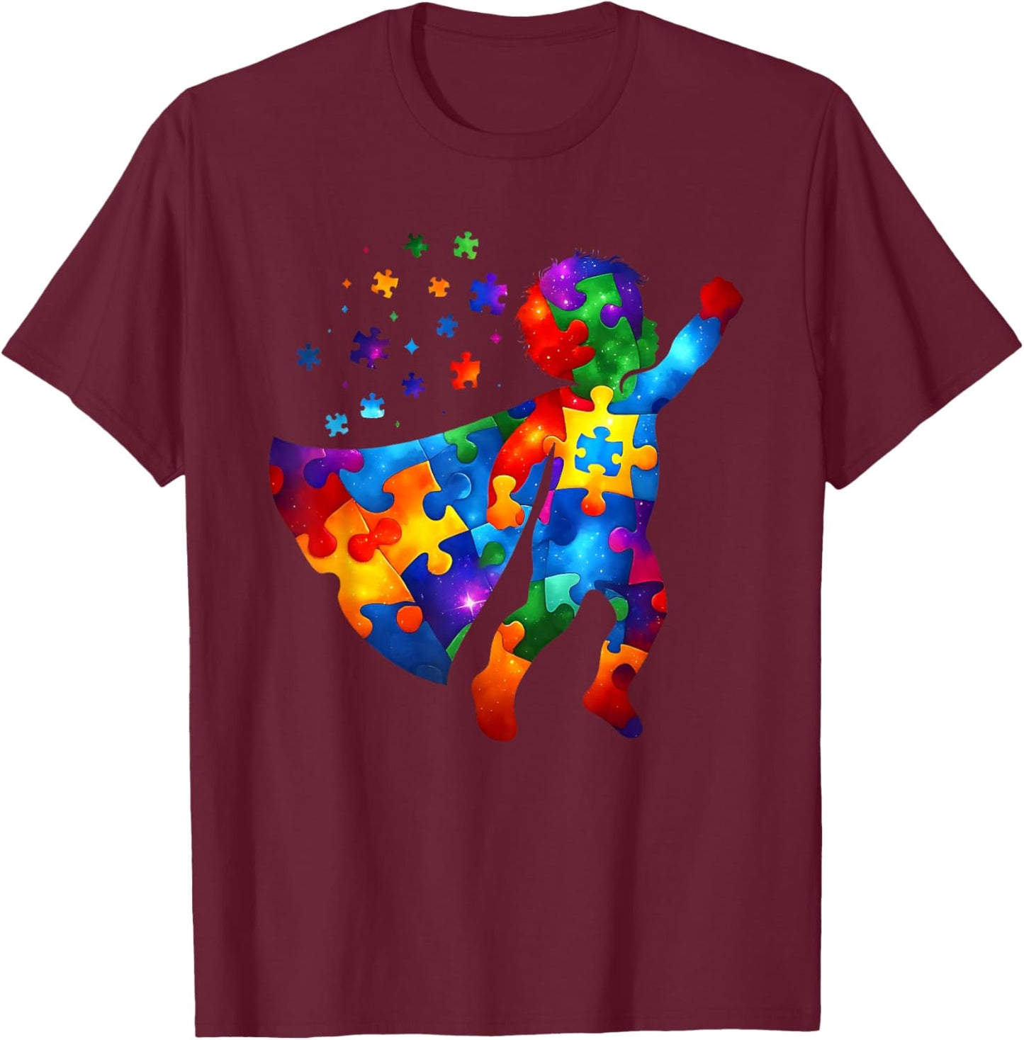 Autism is My Superpower Autism Awareness Puzzle Kids Mom T-Shirt - T-Shirt | Maroon
