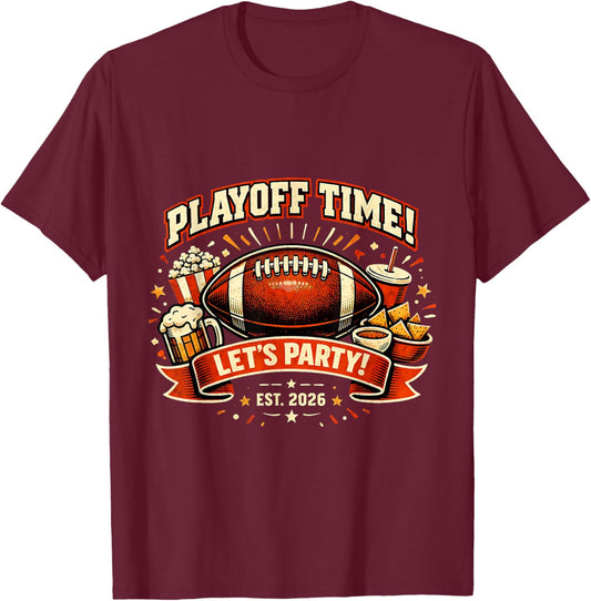 Watch Party 2026 Playoff Game Day Football Friends Snacks T-Shirt - T-Shirt | Maroon