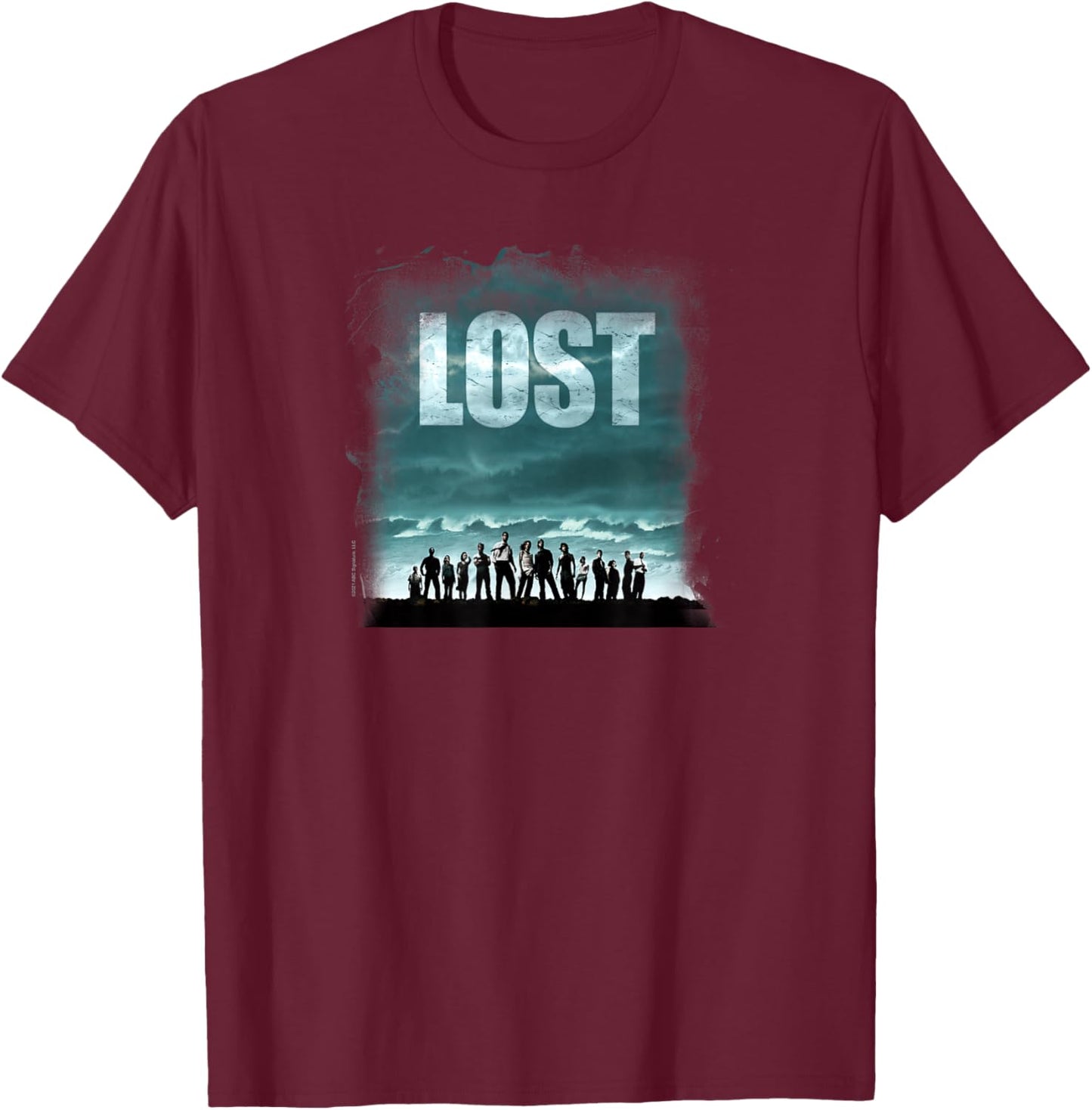 Lost Stormy Sky and Ocean Cast Outlines Poster TV Show T-Shirt - T-Shirt | Maroon