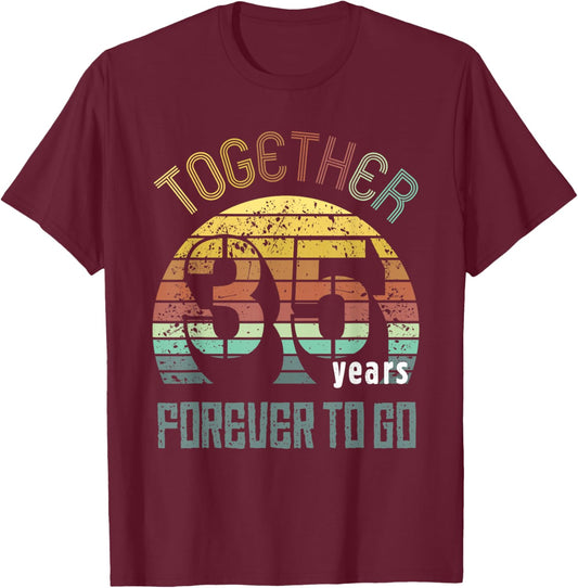35 Wedding Anniversary for Couple Best 35th Year of Marriage T-Shirt - T-Shirt | Maroon