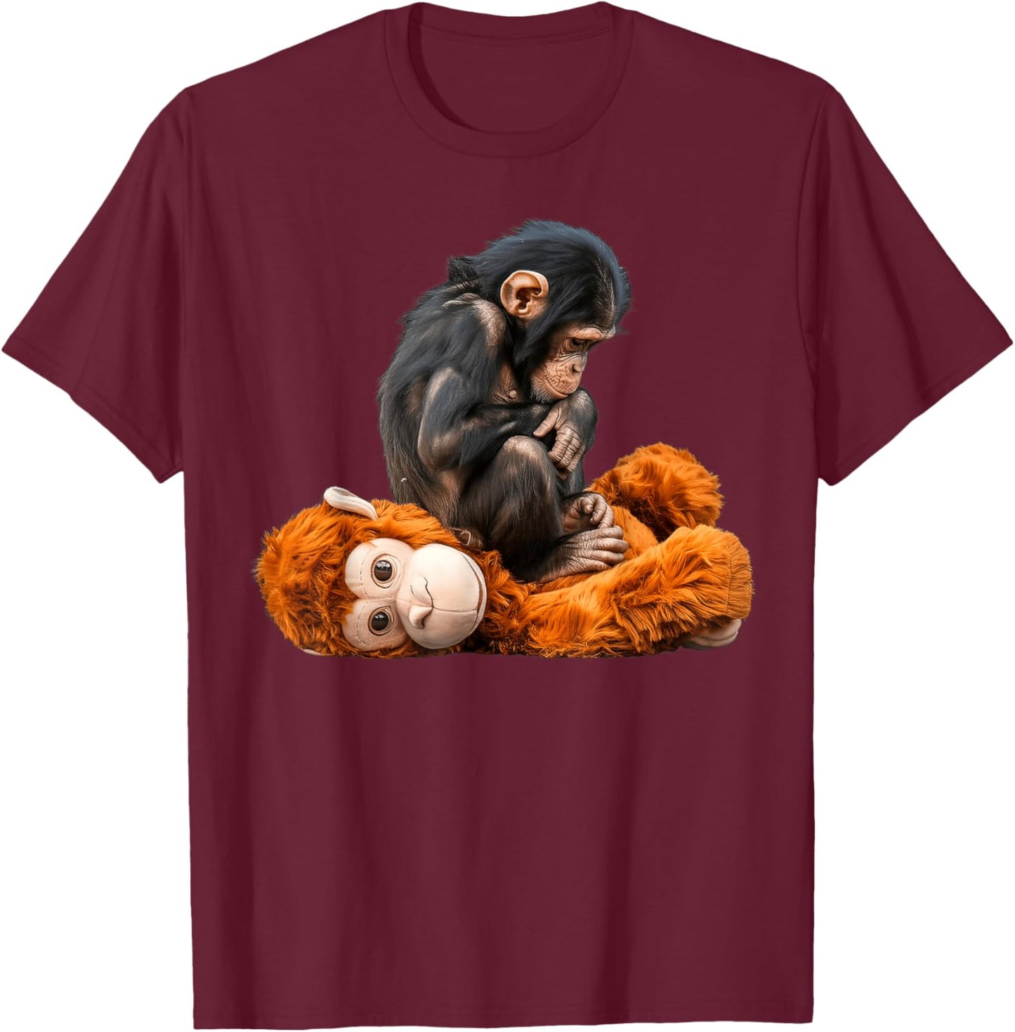 Cute Baby Monkey Punch T-Shirt - T-Shirt | Maroon
