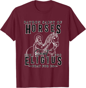 St. Eligius Patron Saint of Horses Blacksmith Devotion T-Shirt - T-Shirt | Maroon