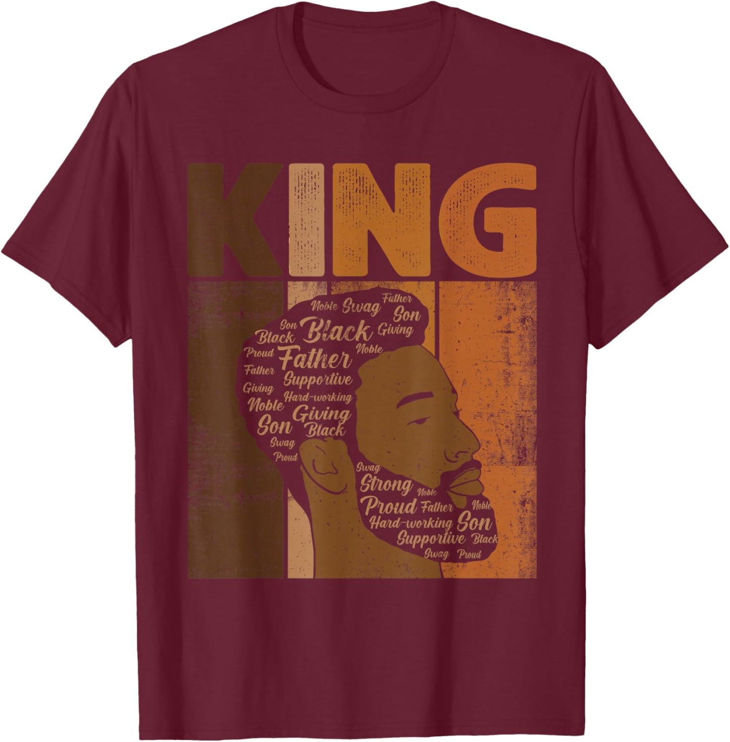 Black History King Melanin African American Father Dad T-Shirt - T-Shirt | Maroon