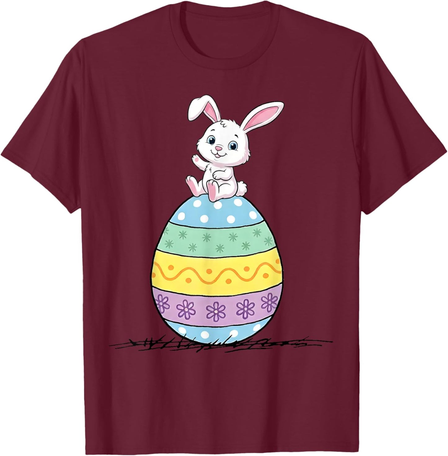 Happy Easter Funny Easter Egg Women Boys Girls T-Shirt - T-Shirt | Maroon