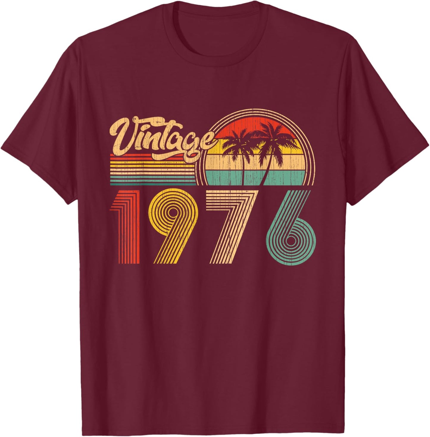 50th Birthday Gifts Vintage Made in 1976 50 Years Old Retro T-Shirt - T-Shirt | Maroon