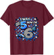 Blue Checkered I was 5 Now I'm 6 Funny Birthday Boy T-Shirt - T-Shirt | Maroon