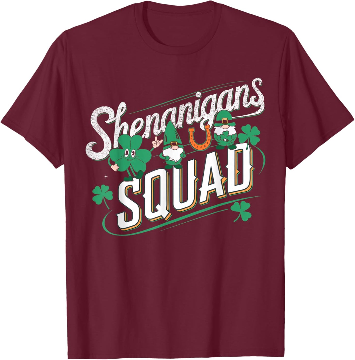 Shenanigans Squad Cute Gnome St Patrick’s Day Lucky Matching T-Shirt - T-Shirt | Maroon