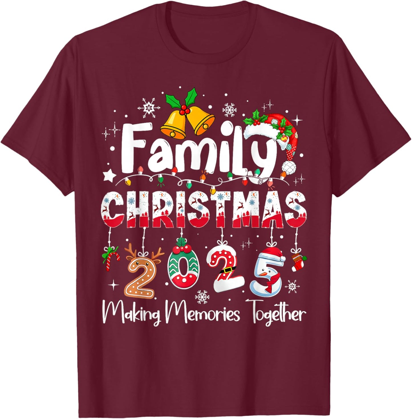 Family Christmas 2025 Matching Outfit Xmas Squad Santa T-Shirt - T-Shirt | Maroon
