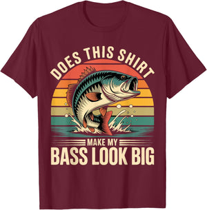 Funny Dad Does This Fishing Shirt Make My Bass Look Big Men T-Shirt - T-Shirt | Maroon
