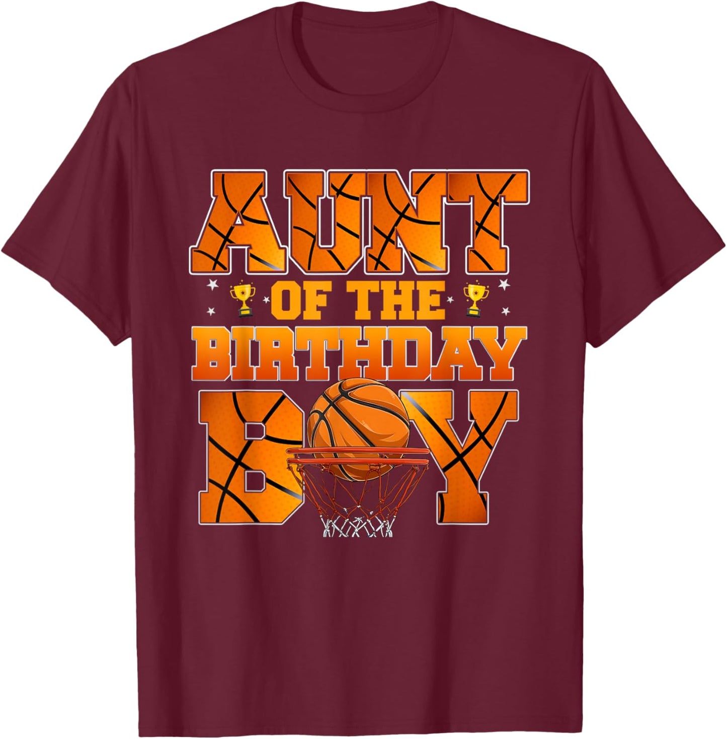 Basketball Aunt of The Birthday Boy Family Matching T-Shirt - T-Shirt | Maroon