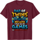 Dad of Twins Gamer Dad Hardest Difficulty Twin Dad Gamer T-Shirt - T-Shirt | Maroon
