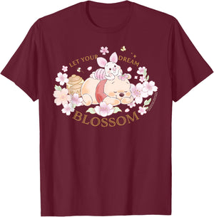 Disney Winnie The Pooh and Piglet Let Your Dream Blossom T-Shirt - T-Shirt | Maroon