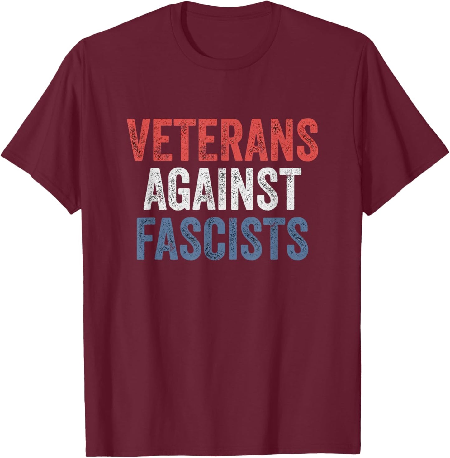 Veterans Against Fascists Vintage Patriotic Veteran US Army T-Shirt - T-Shirt | Maroon