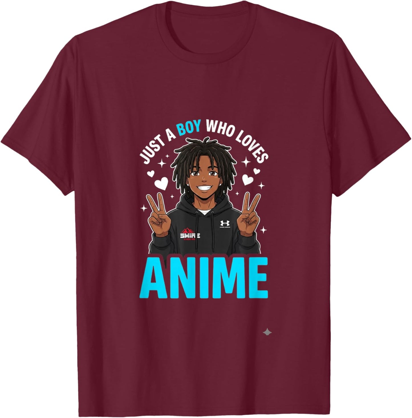 Just A Boy Who Loves Anime Merch African American Afro T-Shirt - T-Shirt | Maroon