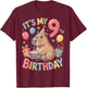Adorable Capybara Animal It's My 9th Birthday Kids T-Shirt - T-Shirt | Maroon