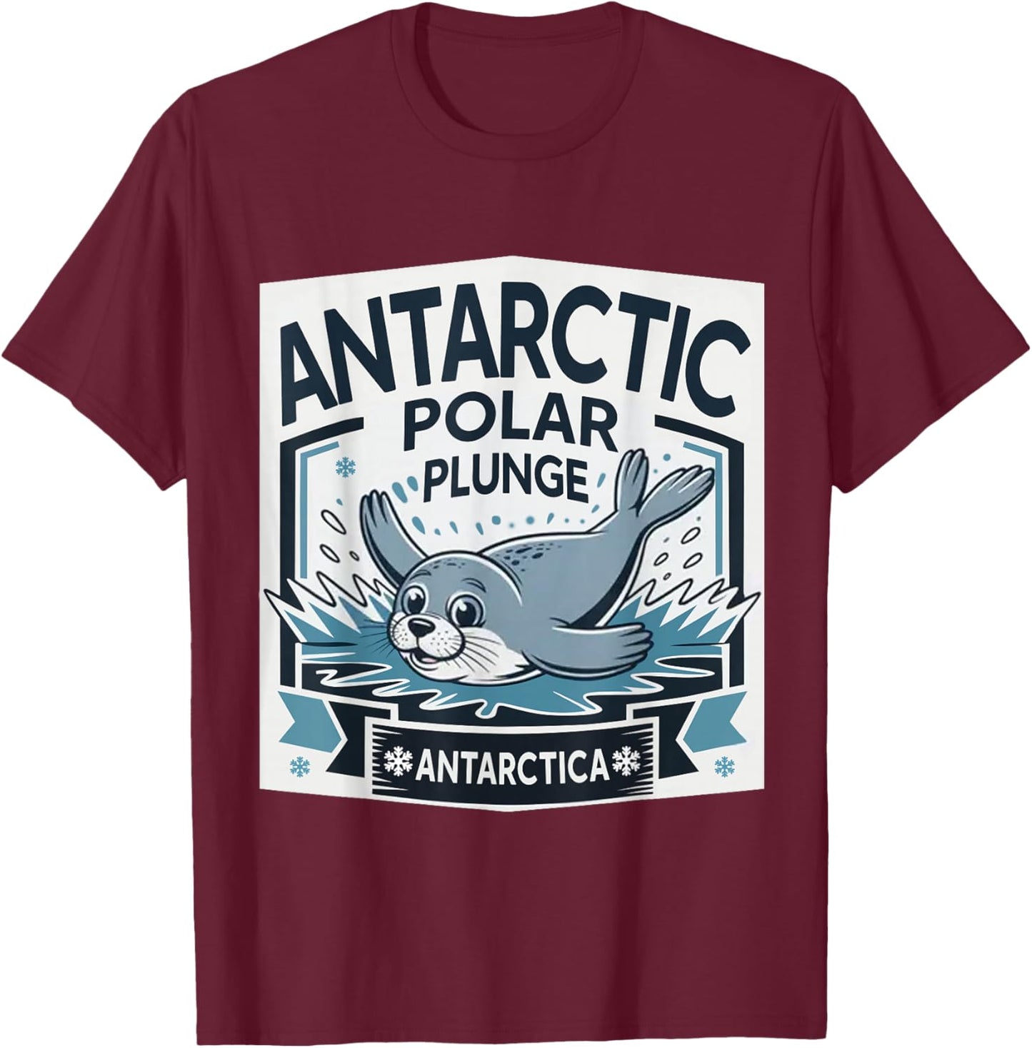 Polar Plunge Ice Jump Funny Antarctica Polar Plunge T-Shirt - T-Shirt | Maroon