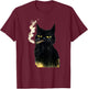 Funny Adult Vintage Black Cat Smoking Blunt Weed Art Paint T-Shirt - T-Shirt | Maroon