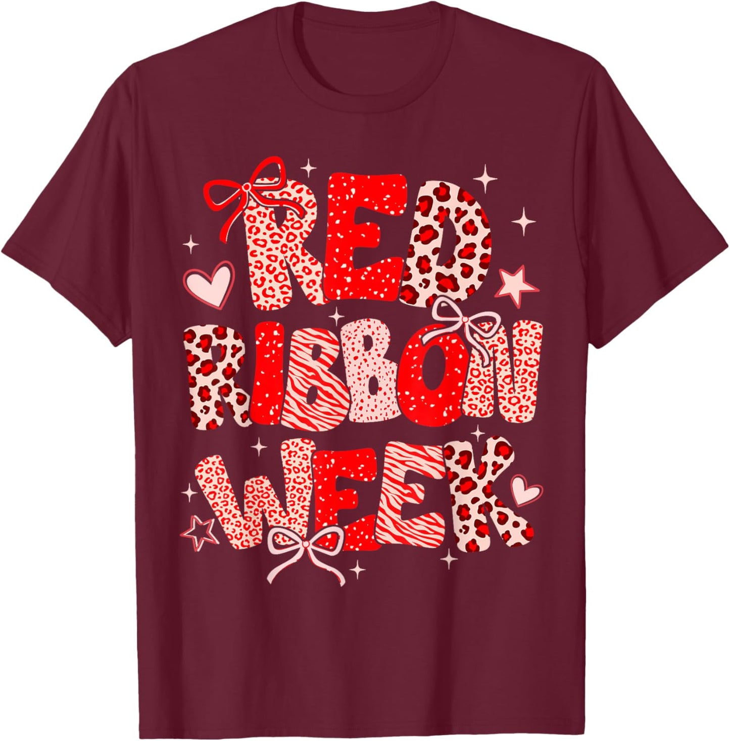 Red Ribbon Week Awareness Coquette Drug Free Anti-Drug T-Shirt - T-Shirt | Maroon