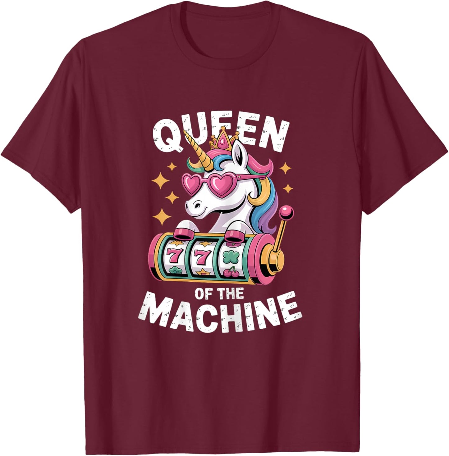 Cute Slot Machine Queen Casino Gambling Poker Player T-Shirt - T-Shirt | Maroon