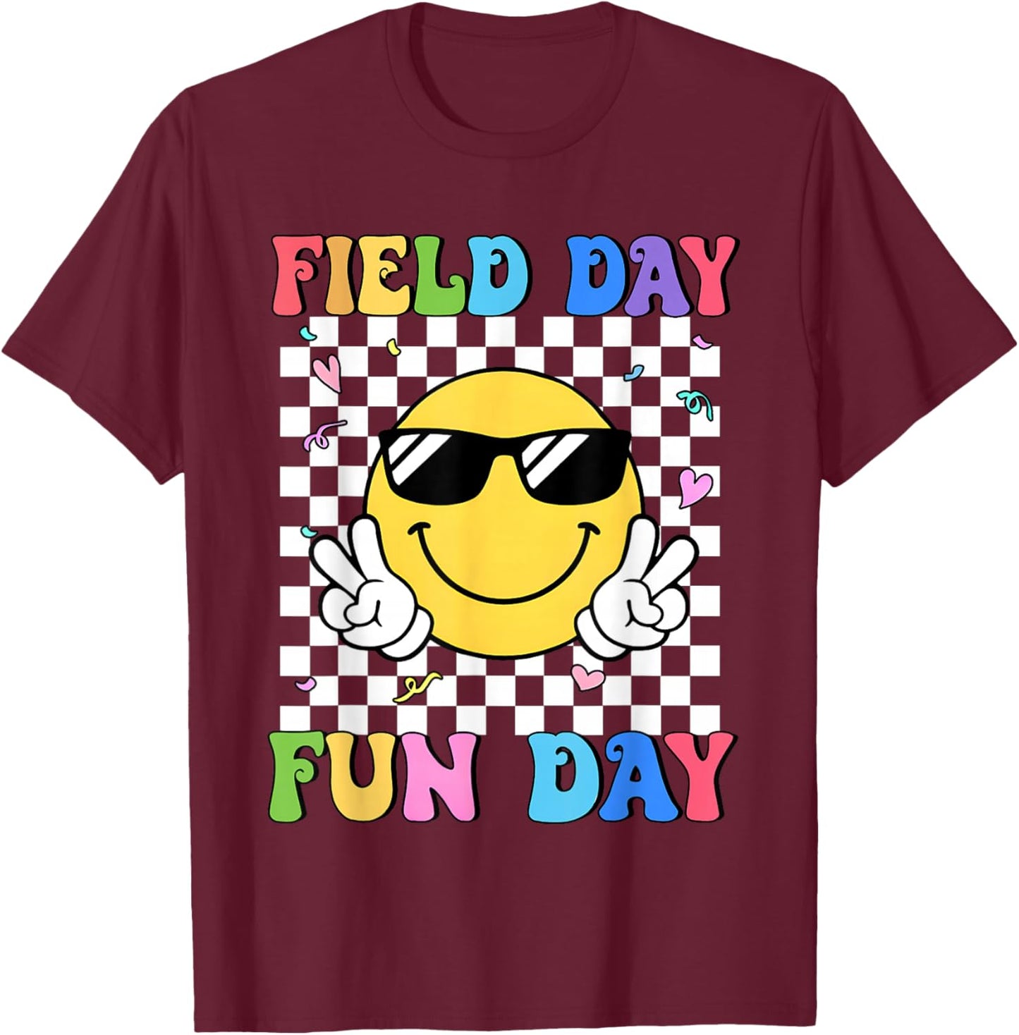 Field Day Fun Day Last Day of School Teacher Student Kids T-Shirt - T-Shirt | Maroon