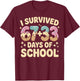 I Survived 100 Days of School 67+33 Ice Cream Six Seven 6 7 T-Shirt - T-Shirt | Maroon