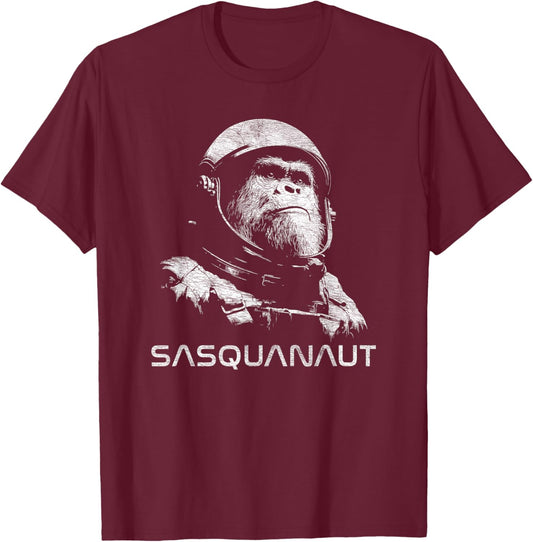 Funny Sasquatch Bigfoot Sasquanaut Space T-Shirt - T-Shirt | Maroon