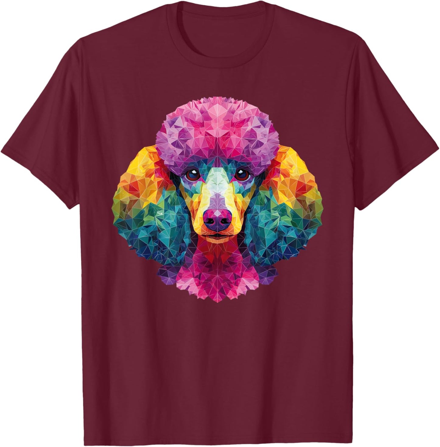 Poodle Dog Colorful Art Graphic T-Shirt - T-Shirt | Maroon