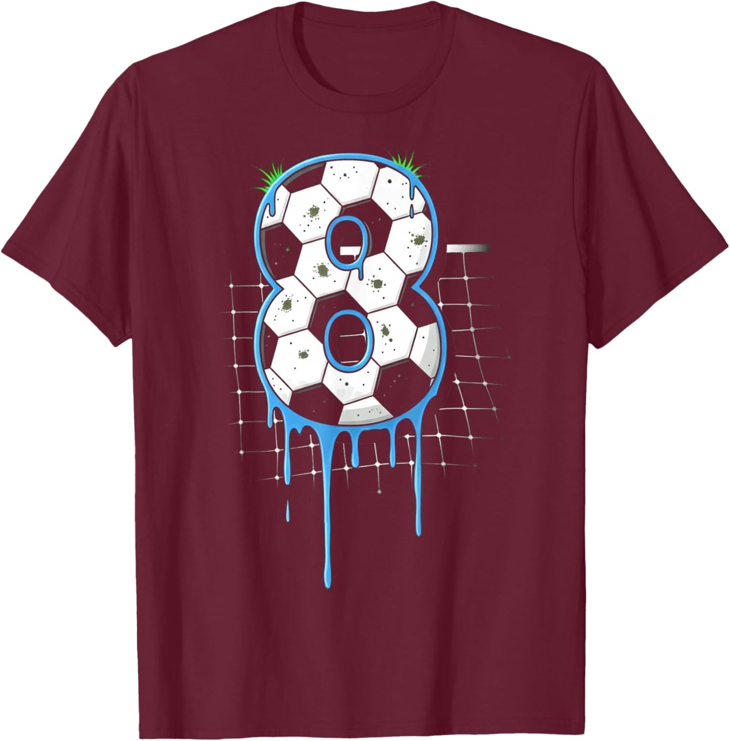 Soccer 8 Year Old Ice Cream Drip Youth 8th Birthday Boy 8 T-Shirt - T-Shirt | Maroon
