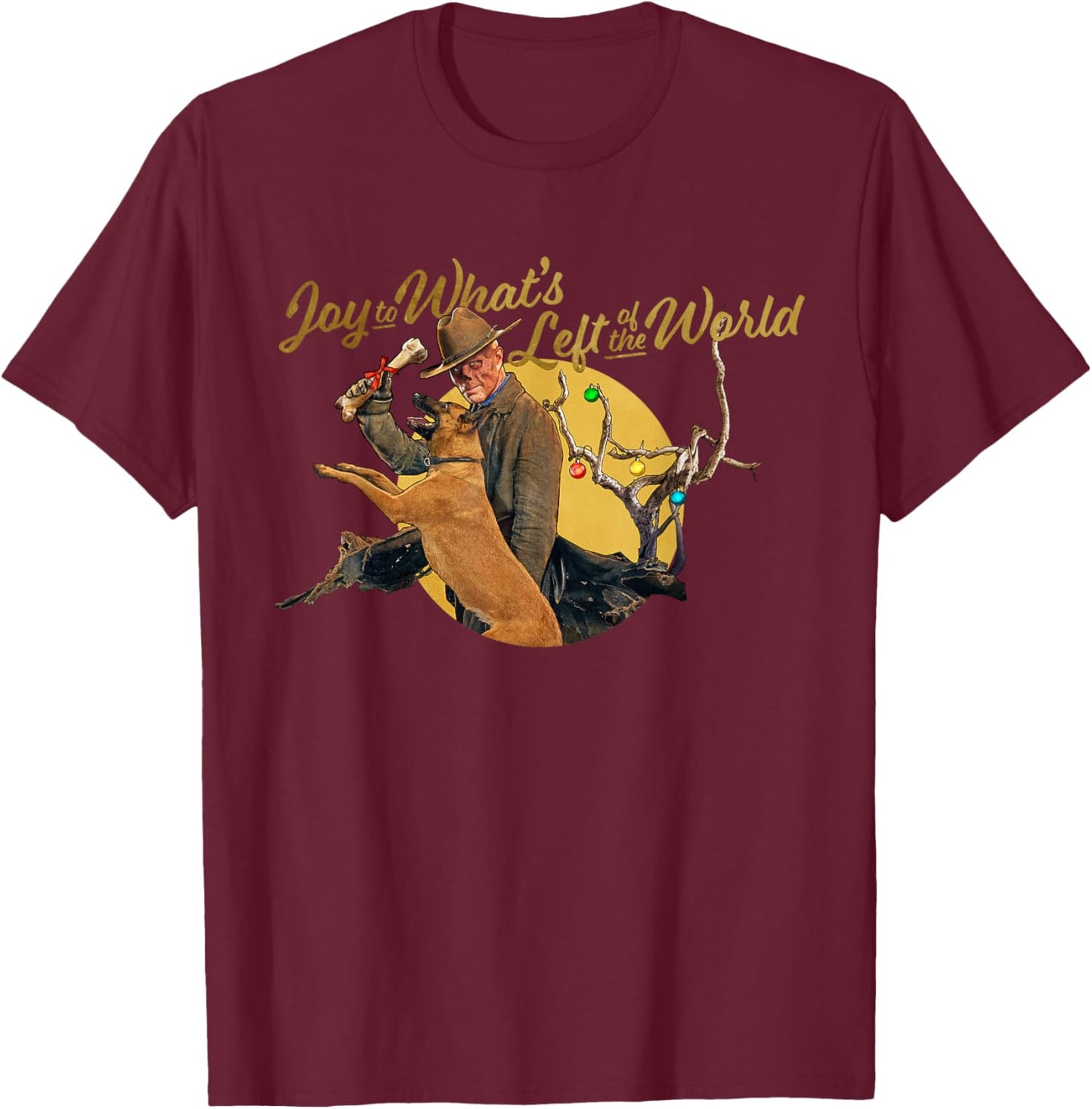 Fallout - Joy to What's Left of The World The Ghoul T-Shirt - T-Shirt | Maroon