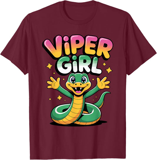 Fun Bold Modern Cold Blooded Vintage Snake Coiled Viper T-Shirt - T-Shirt | Maroon