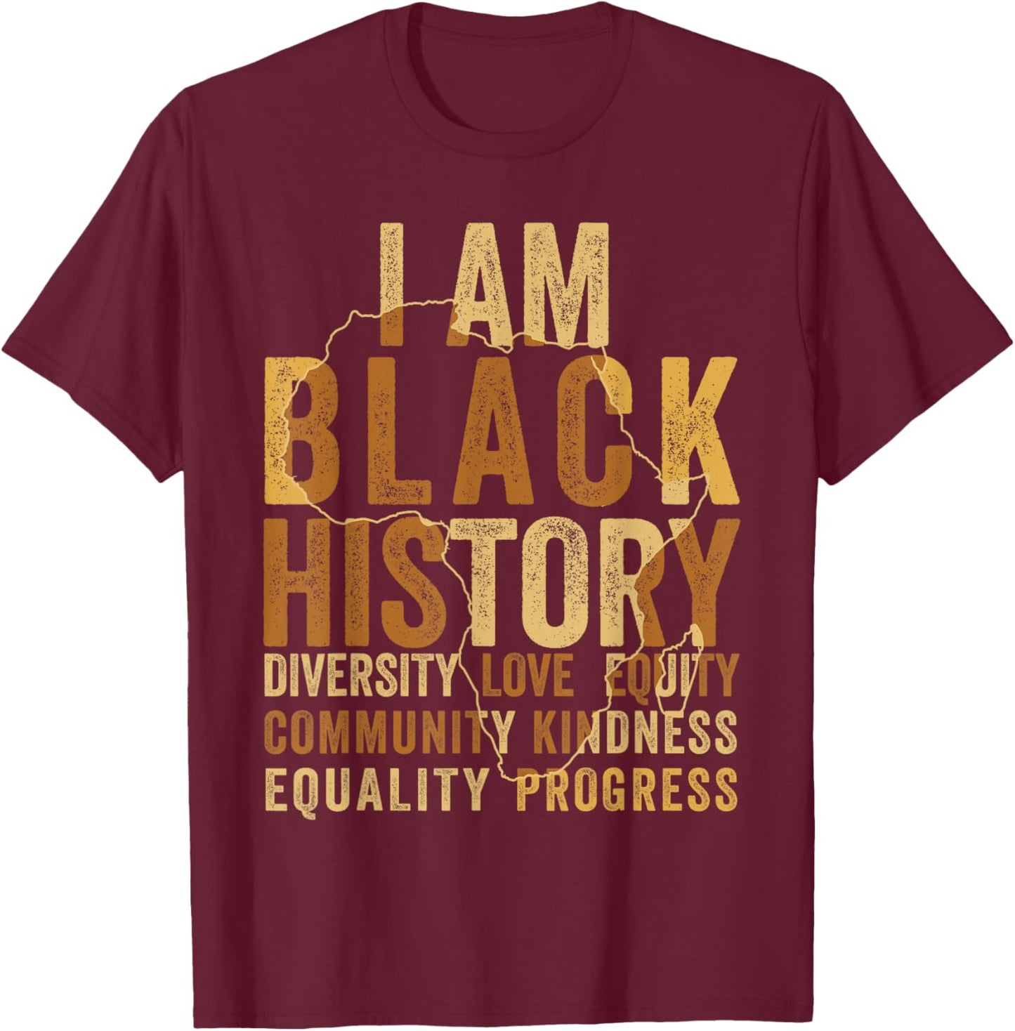 Black History Month Shirt Men Women Afro African Map Pride T-Shirt - T-Shirt | Maroon