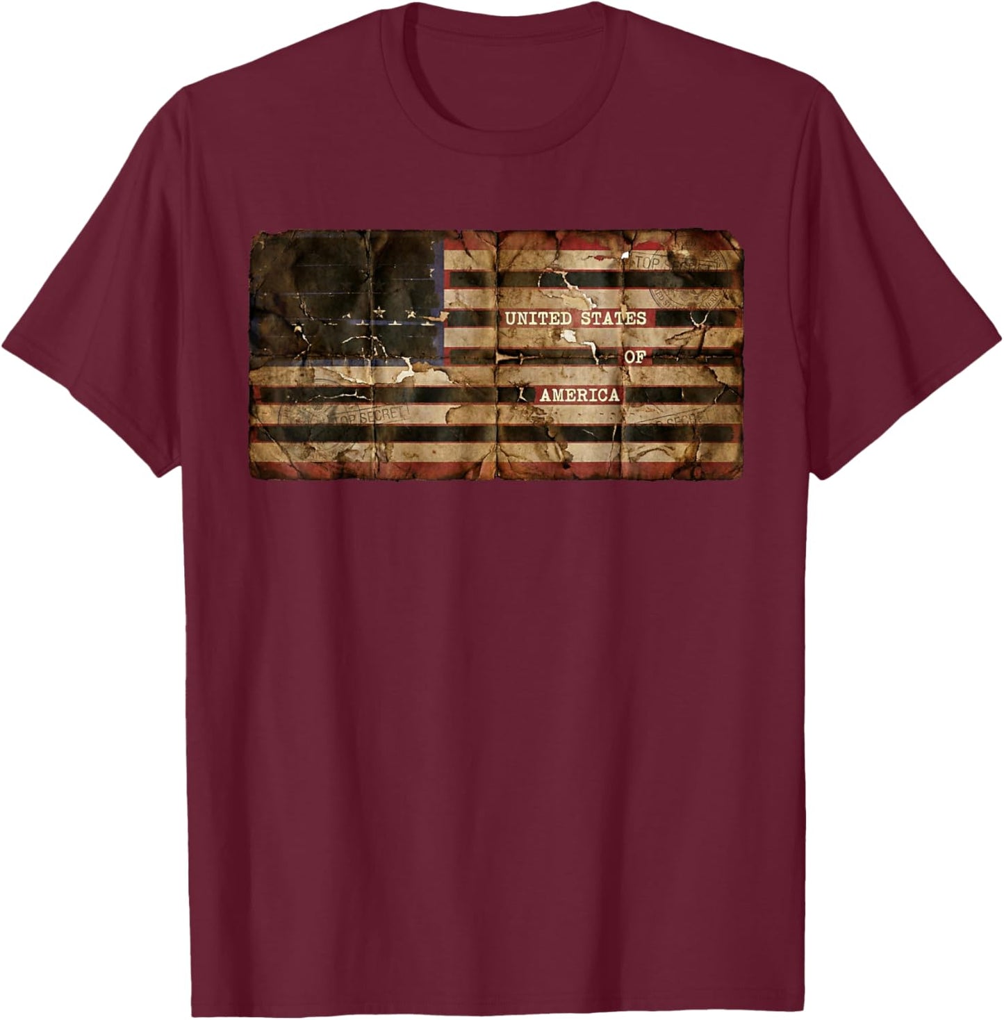 Censored Documents American Flag | United States of America T-Shirt - T-Shirt | Maroon