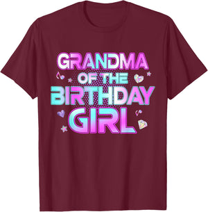 Grandma of The Birthday Girl Matching Family Birthday Party T-Shirt - T-Shirt | Maroon
