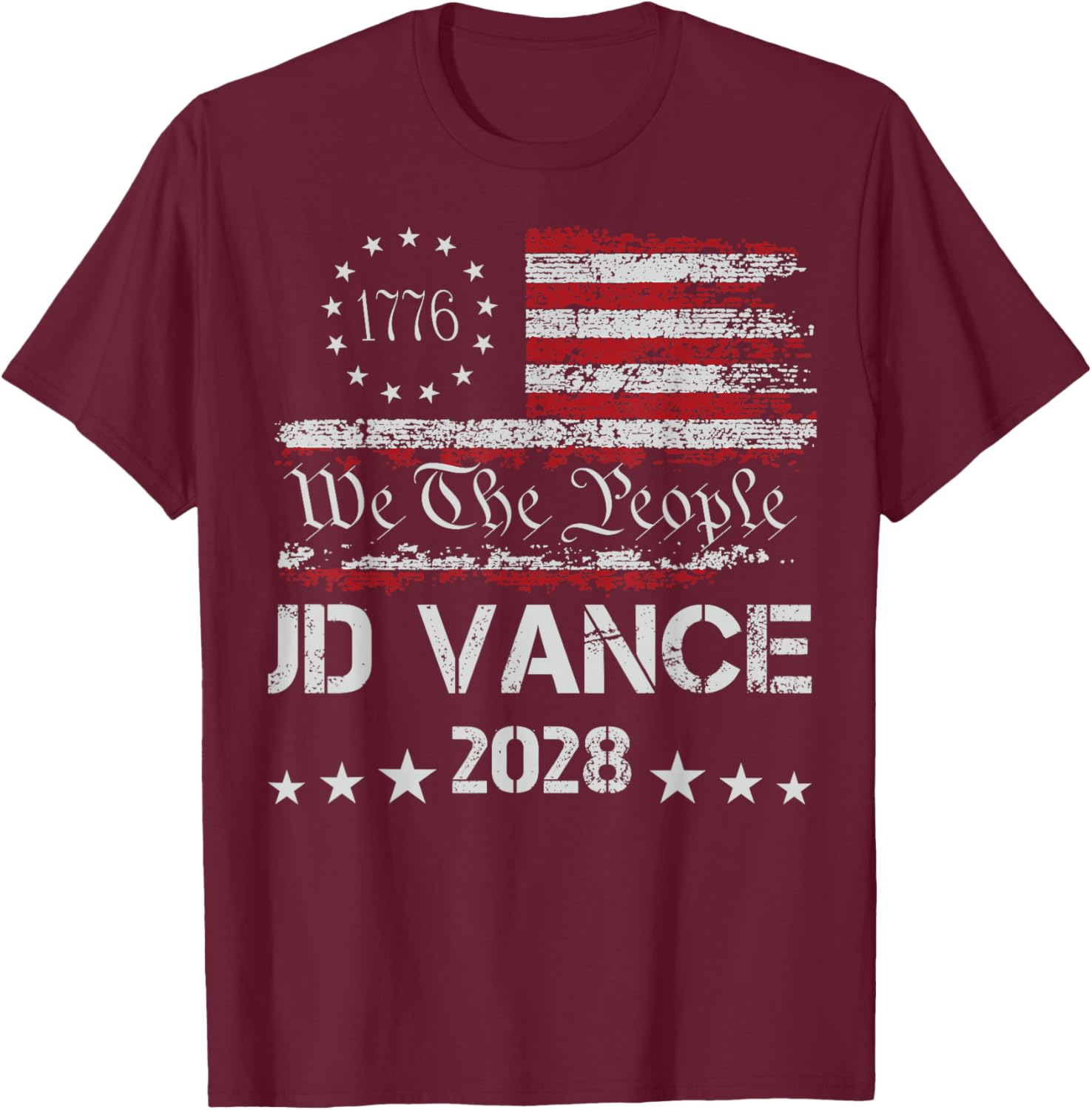 Vance 2028 President 48 US Flag Election We The People 1776 T-Shirt - T-Shirt | Maroon