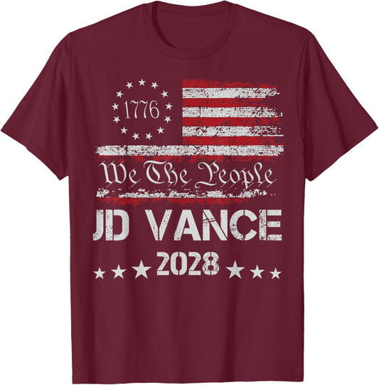 Vance 2028 President 48 US Flag Election We The People 1776 T-Shirt - T-Shirt | Maroon