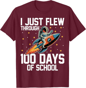 I Just Flew Through 100 Days of School Astronaut T-Shirt - T-Shirt | Maroon