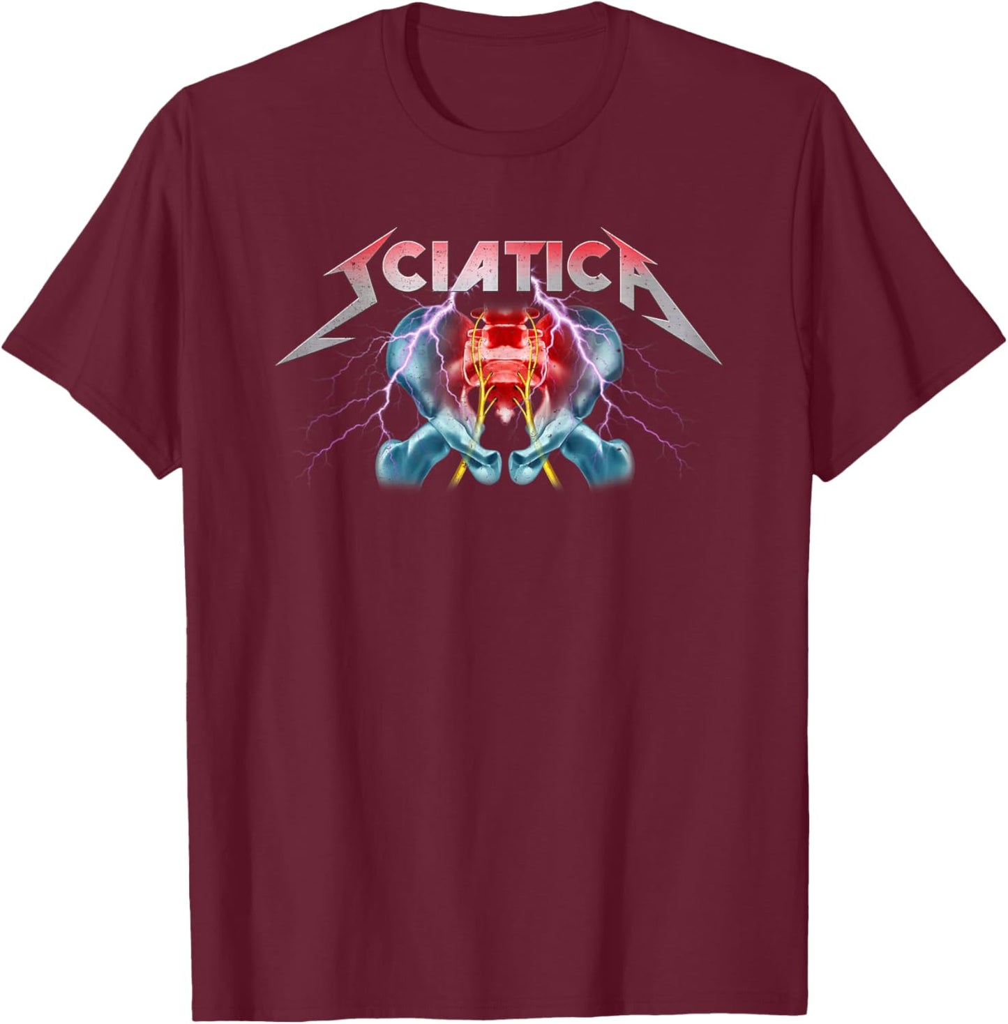 Sciatica Funny Chiropractor Spine Orthopedic Vintage Concert T-Shirt - T-Shirt | Maroon