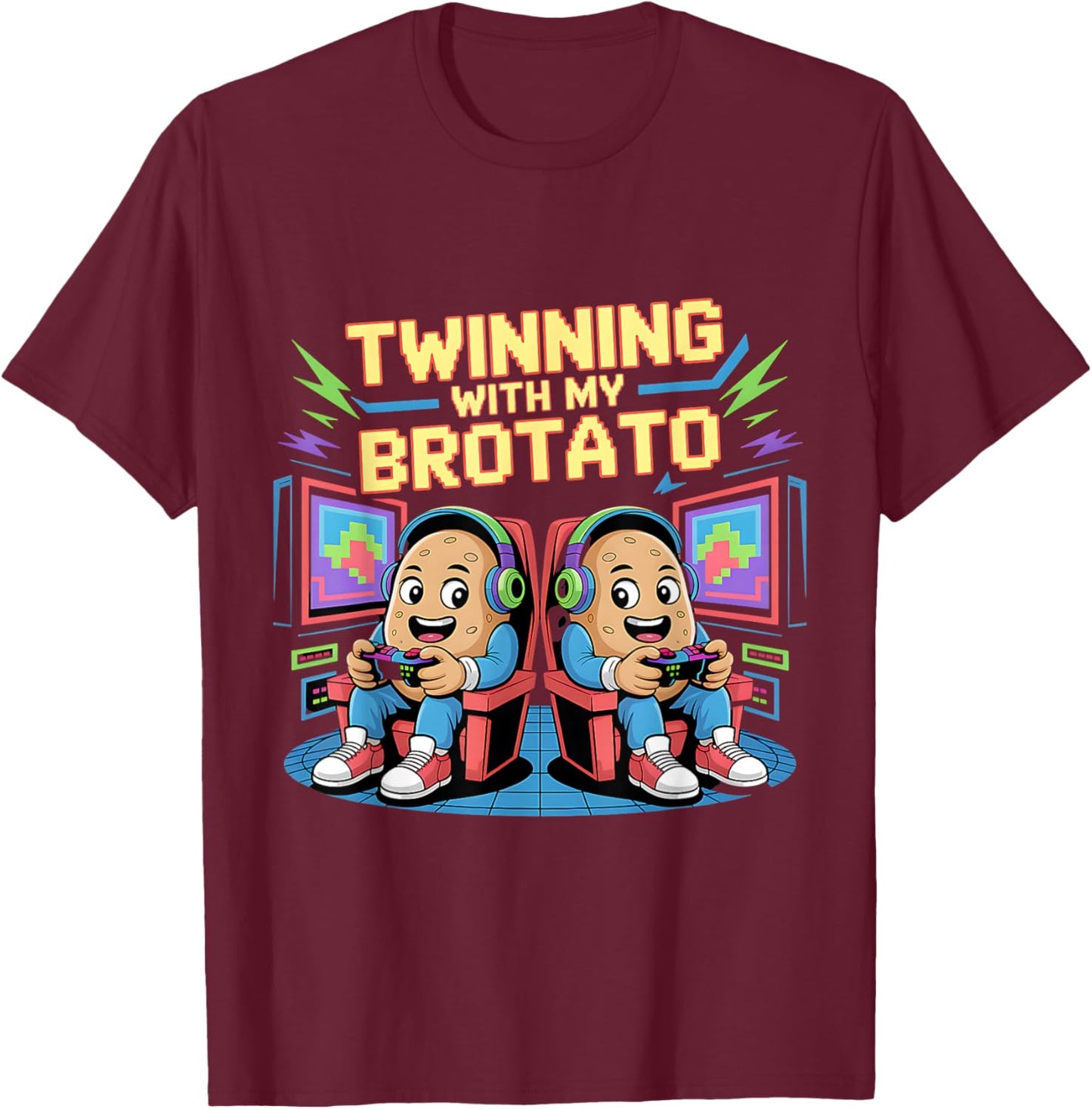 Twinning with My Brotato T-Shirt - T-Shirt | Maroon