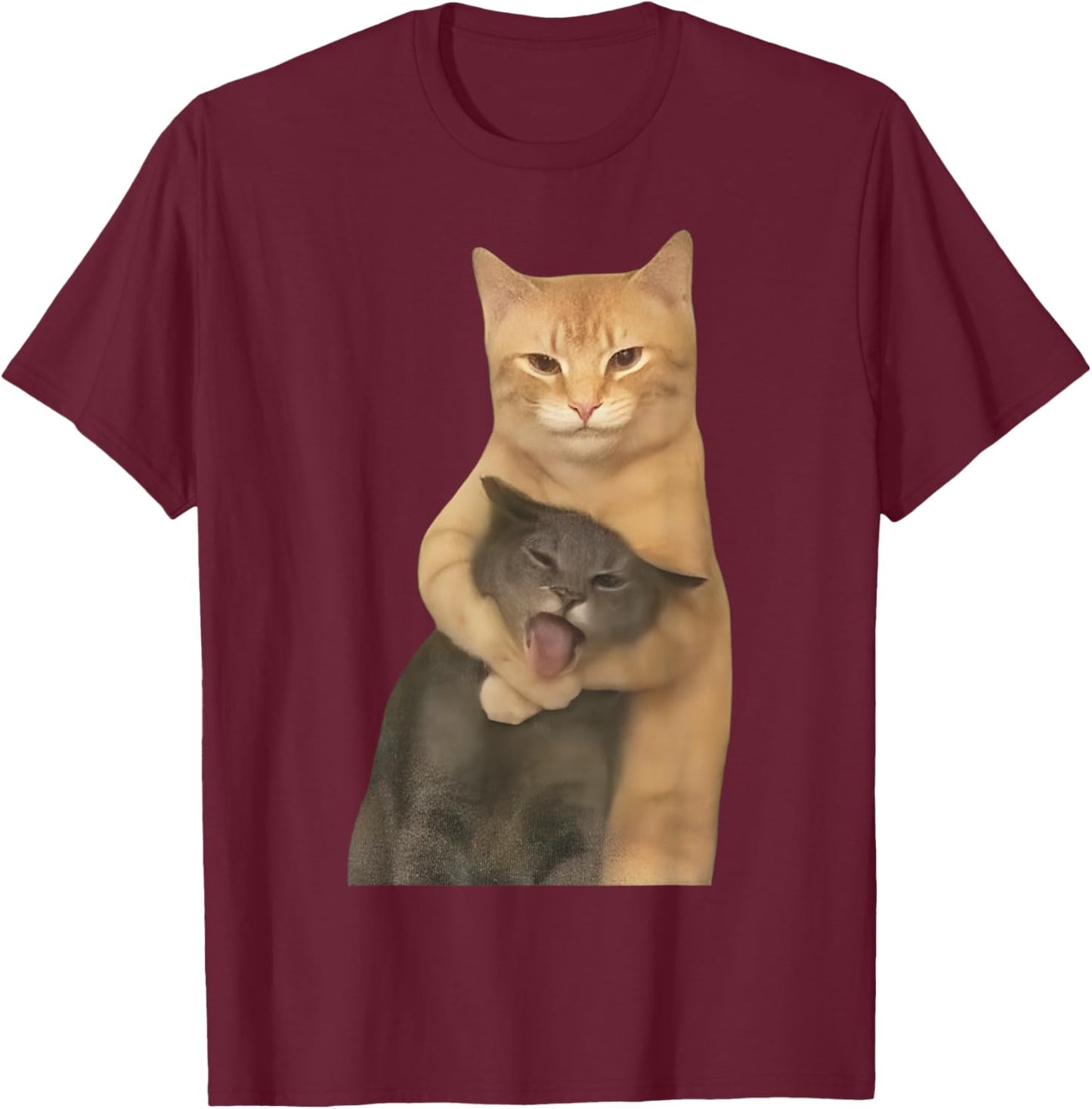 Fighting Cat Memes T-Shirt - T-Shirt | Maroon