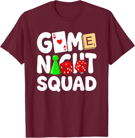 Game Night Squad Board Game Dice Card Lover T-Shirt - T-Shirt | Maroon