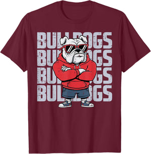 Bulldog Sunglasses Women Men Kids Boys Girls Youth Teen T-Shirt - T-Shirt | Maroon